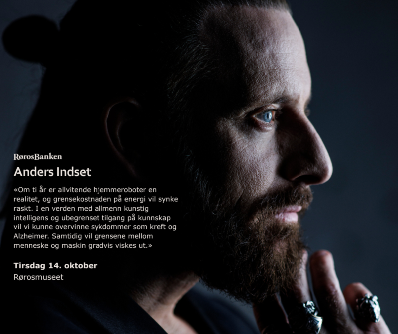 interessevekker om Anders Indset. Bilde av han med sitat«Om ti år er allvitende hjemmeroboter en realitet, og grensekostnaden på energi vil synke raskt. I en verden med allmenn kunstig intelligens og ubegrenset tilgang på kunnskap vil vi kunne overvinne sykdommer som kreft og Alzheimer. Samtidig vil grensene mellom menneske og maskin gradvis viskes ut.»